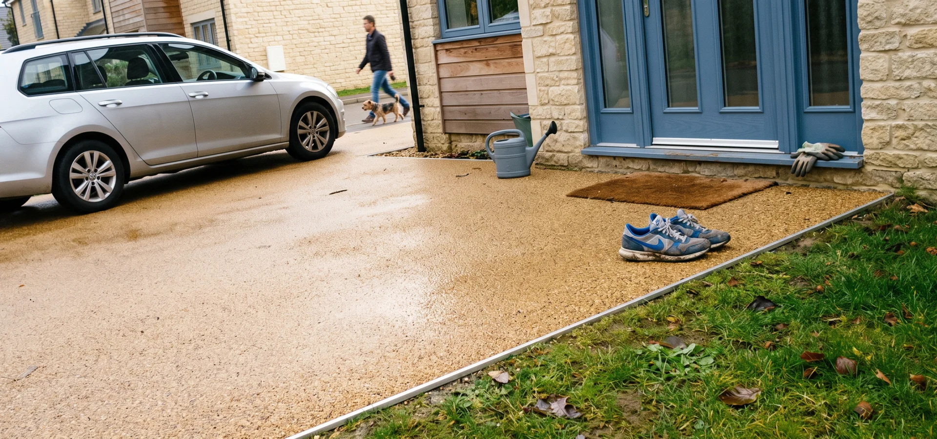 Smooth resin-bound driveway in front of a modern Cheltenham home
